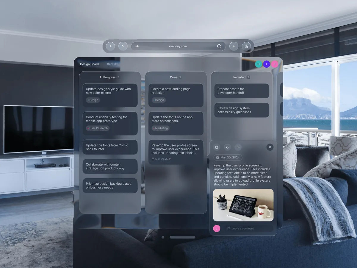 Kanbany: vision pro design shot.