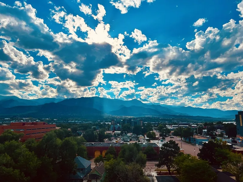 Clouds over a mountain town