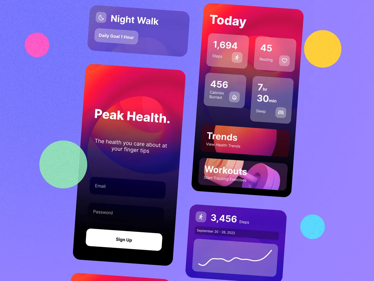 Peak Health: mobile app design shot.